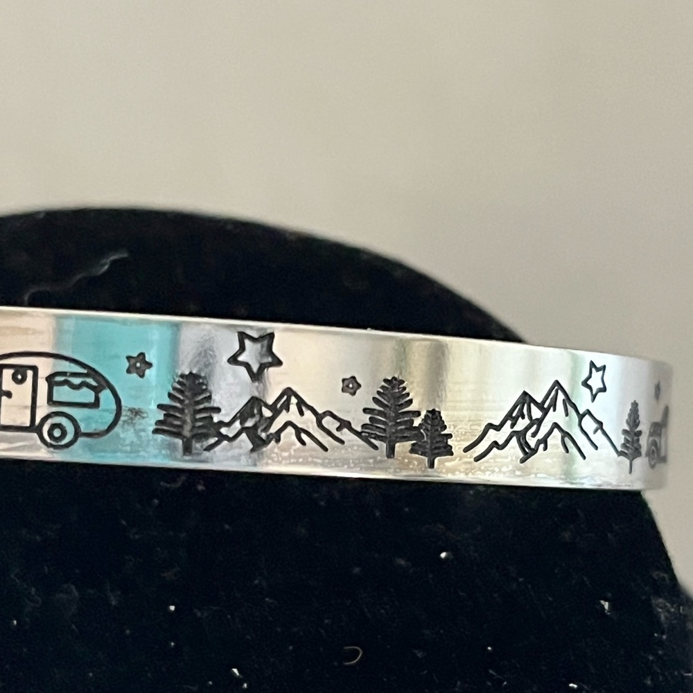 Happy Camper Wilderness Edition Cuff Bracelet - Aluminum - Brand New - Picture 4 of 15